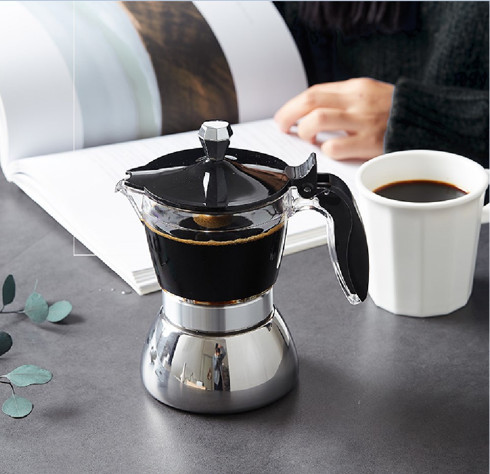 Moka Pot Stove - Moka Induction Stovetop Espresso Maker Transparent-top