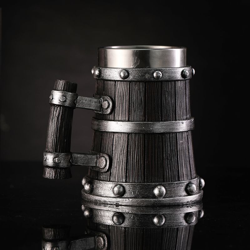 Coffee Tea Tumbler - Wood Grain Beer Glass Resin Stainless