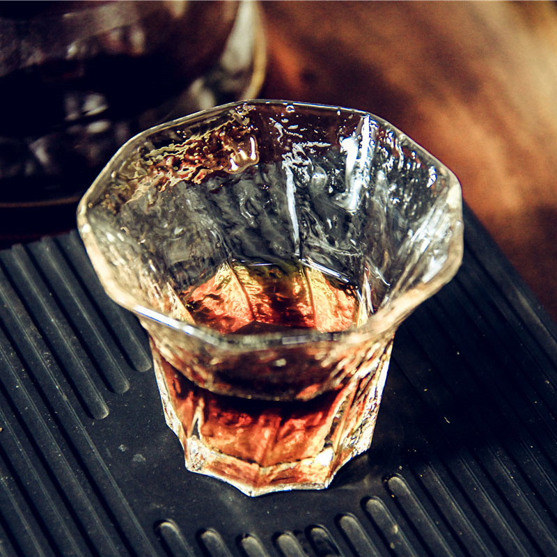 Coffee Tea Tumbler - Small Capacity 60ml Glass Cup Octagonal