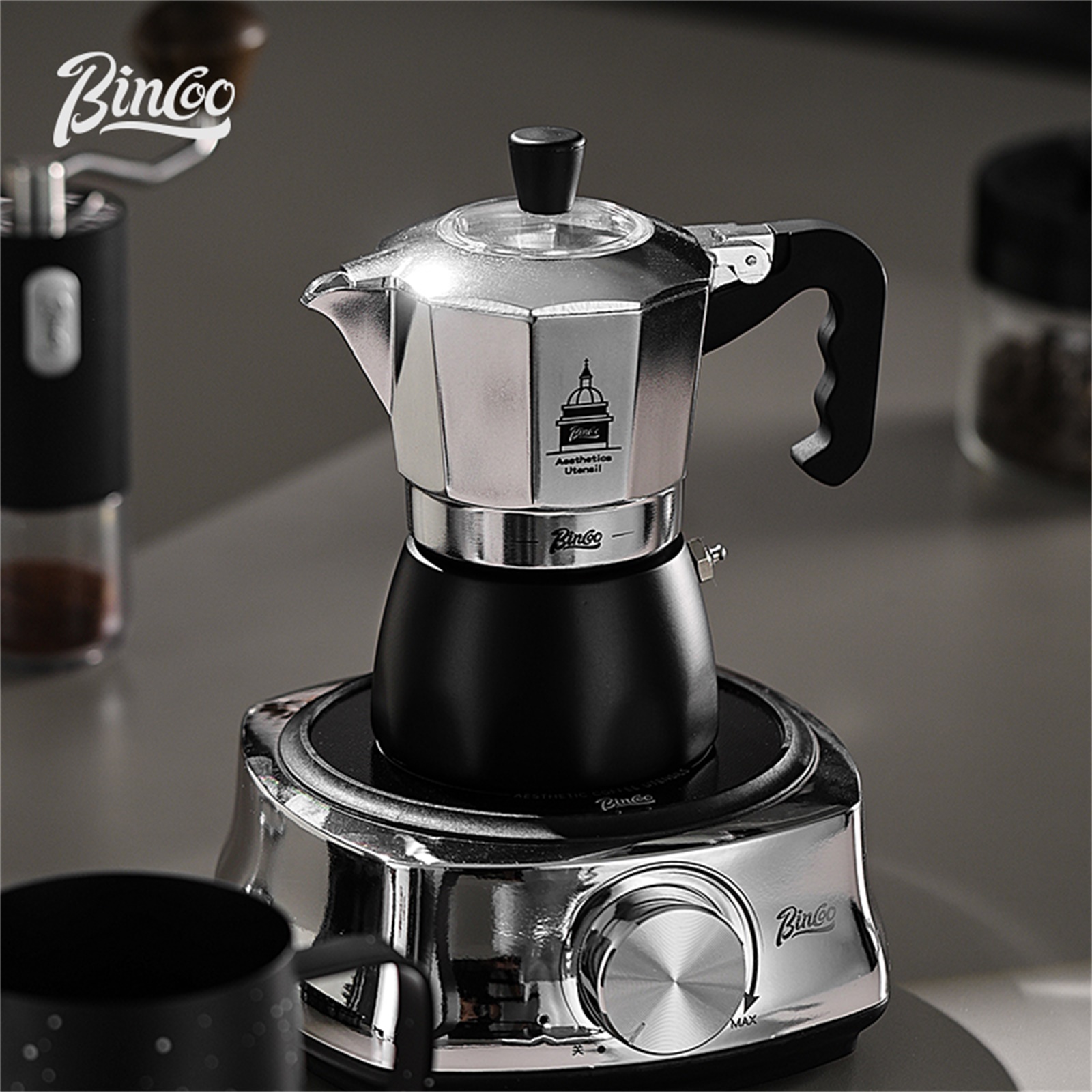 BINCOO Double Valve Moka Pot，E - đánh giá và giá Moka Pot Stove