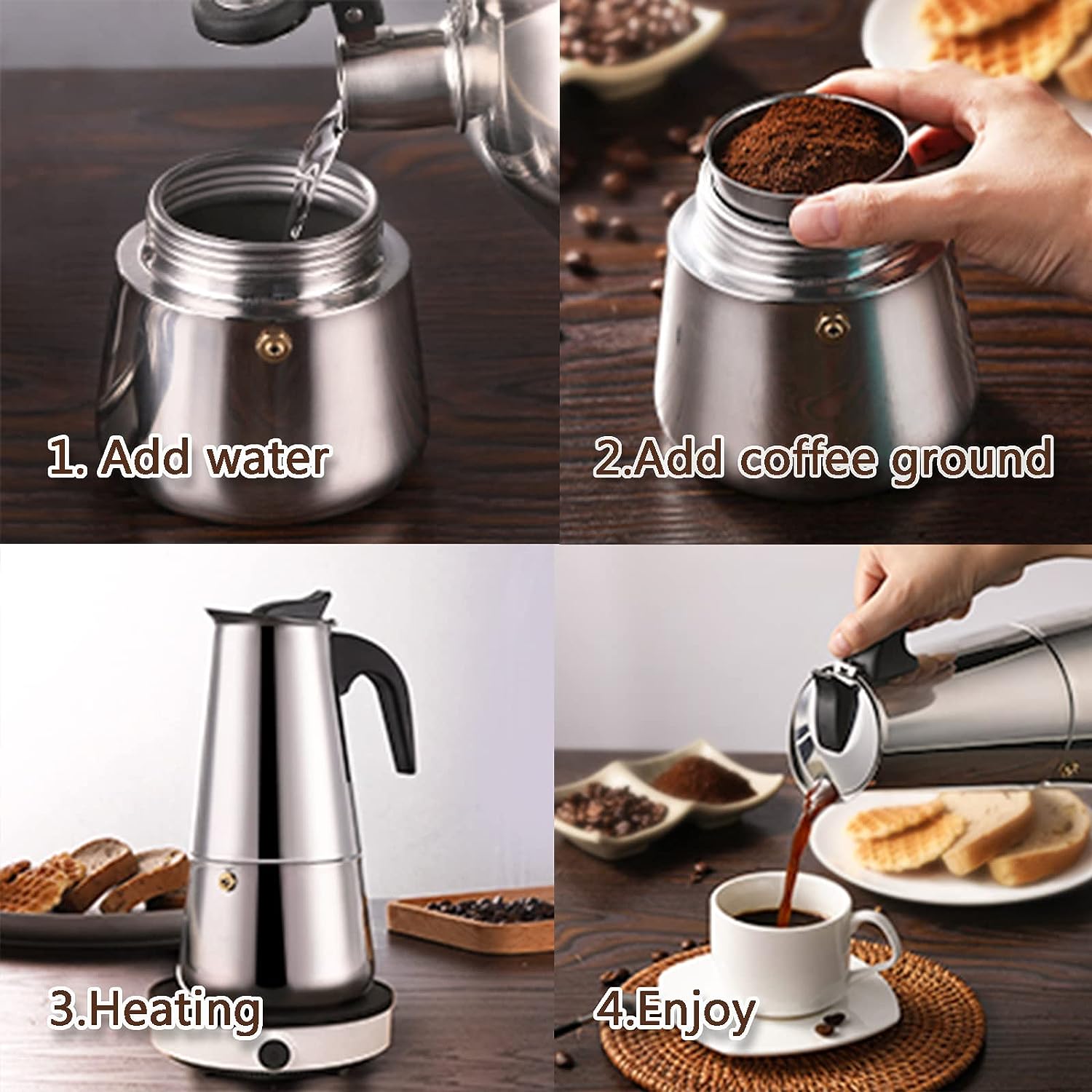 4/6/9 ly Moka nồi Caffe máy Es - đánh giá và giá Moka Pot Stove